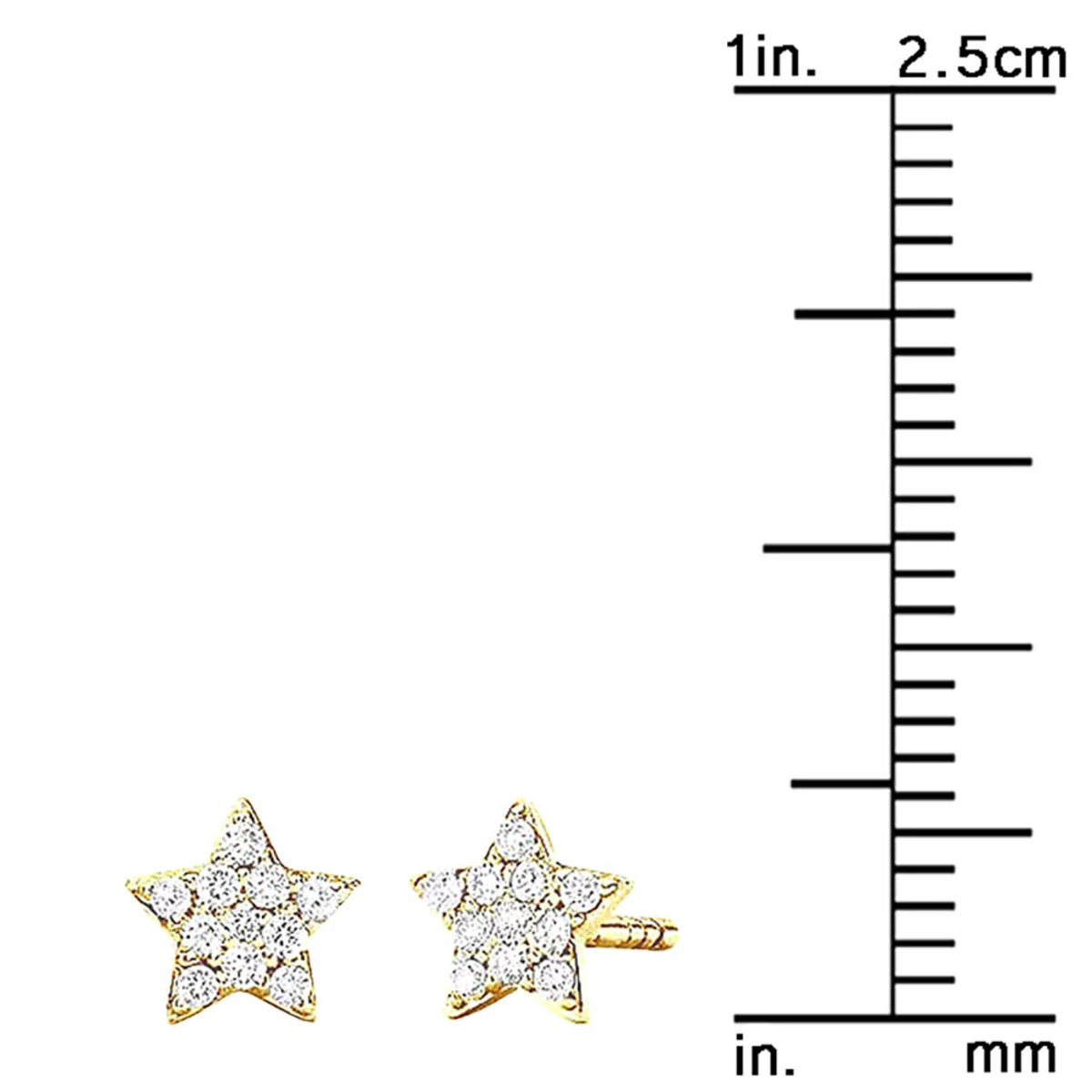Small Diamond Star Earrings Studs 14K Yellow Gold 0.1ct 5 Small Diamond Star Earrings Studs 14K Yellow Gold 0.1ct - Image 5
