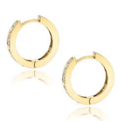 Small 14K Yellow Gold Inside Out Diamond Huggie Earrings 1.2ct -The King Of Accessories small hoop earrings 14k gold inside out diamond huggie earrings 12ct backye