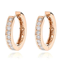 Small 14K Yellow Gold Inside Out Diamond Huggie Earrings 1.2ct -The King Of Accessories small hoop earrings 14k gold inside out diamond huggie earrings 12ct ro