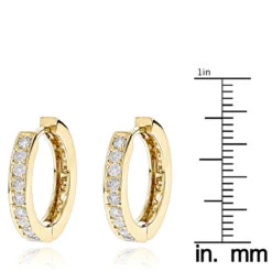 Small 14K Yellow Gold Inside Out Diamond Huggie Earrings 1.2ct -The King Of Accessories small hoop earrings 14k gold inside out diamond huggie earrings 12ct rulerye