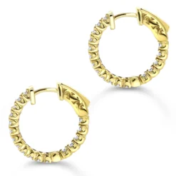 Small Hoops 14K Yellow Gold Inside Out Diamond Hoop Earrings 1 Carat 3/4in -The King Of Accessories small hoops 14k inside out diamond hoop earrings 106 p 6908 backye