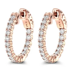 Small Hoops 14K Yellow Gold Inside Out Diamond Hoop Earrings 1 Carat 3/4in -The King Of Accessories small hoops 14k inside out diamond hoop earrings 106 p 6908 ro