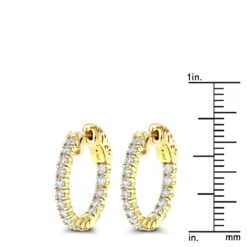 Small Hoops 14K Yellow Gold Inside Out Diamond Hoop Earrings 1 Carat 3/4in -The King Of Accessories small hoops 14k inside out diamond hoop earrings 106 p 6908 rulerye
