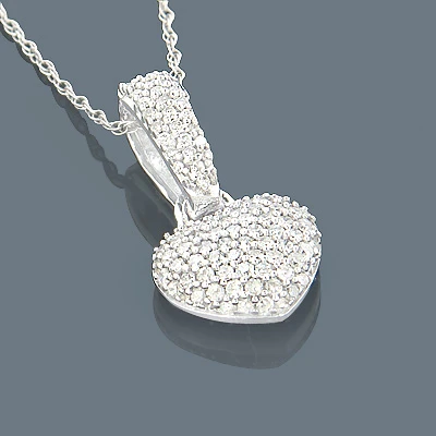 Small Pave Diamond Heart Necklace 14K Gold 0.35ct 1 Small Pave Diamond Heart Necklace 14K Gold 0.35ct