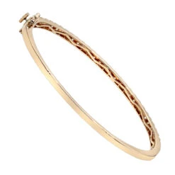 Solid 14K Yellow Gold Diamond Bangle Bracelet For Women 2ct By Luxurman -The King Of Accessories solid 14k gold diamond bangle bracelet for women 2ct by luxurman backro 1