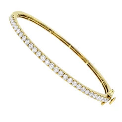 The King Of Accessories 29 Solid 14K Yellow Gold Diamond Bangle Bracelet For Women 2ct By Luxurman