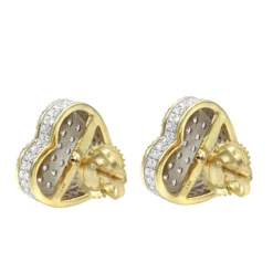 Solid 14K White Gold Large Heart Diamond Stud Earrings For Women 1ct By Luxurman -The King Of Accessories solid 14k gold large heart diamond stud earrings for women 1ct by luxurman backye