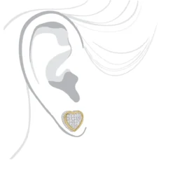 Solid 14K White Gold Large Heart Diamond Stud Earrings For Women 1ct By Luxurman -The King Of Accessories solid 14k gold large heart diamond stud earrings for women 1ct by luxurman bodye