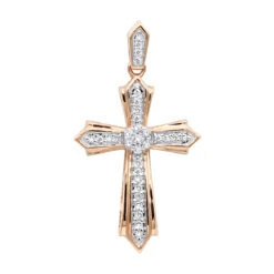 14K Yellow Gold Small Diamond Cross Pendant For Women 0.2ct -The King Of Accessories solid 14k gold small diamond cross pendant for women 0 2ct ro