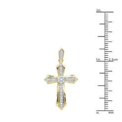 14K Yellow Gold Small Diamond Cross Pendant For Women 0.2ct -The King Of Accessories solid 14k gold small diamond cross pendant for women 0 2ct rulerye