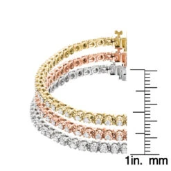 Stackable Round Diamond Tennis Bracelet 10K Gold 4.5ct -The King Of Accessories stackable round diamond tennis bracelet in 10k yellow rose white gold 45ct ruler