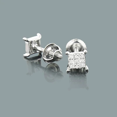 Tiny Diamond Stud Earrings 0.06ct 10K White Gold 1 Tiny Diamond Stud Earrings 0.06ct 10K White Gold