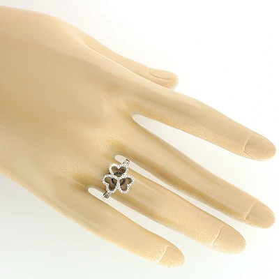 Triple Heart Ring With Black And White Diamonds 0.26ct 14K White Gold 3 Triple Heart Ring With Black And White Diamonds 0.26ct 14K White Gold - Image 3