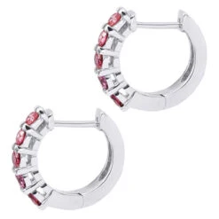 Pink Diamond Huggie Earrings Hoops 1 Carat 14K White Gold 9 Pink Diamond Huggie Earrings Hoops 1 Carat 14K White Gold -The King Of Accessories unique 1 carat pink diamond hoop earrings 14k gold small huggies 018270 back white