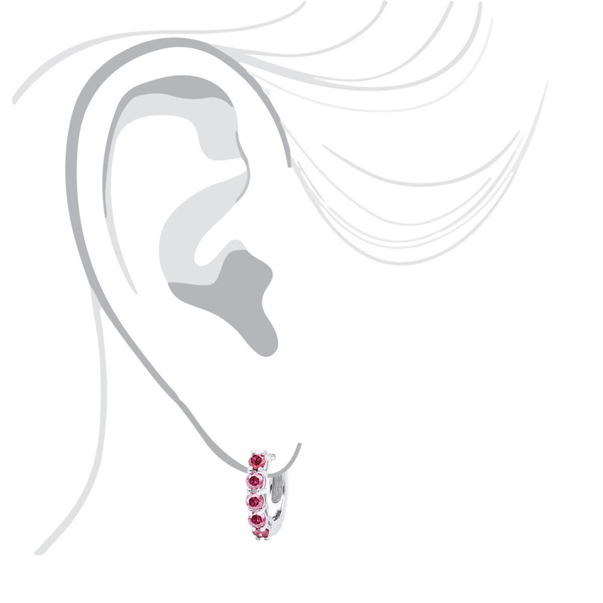 Pink Diamond Huggie Earrings Hoops 1 Carat 14K White Gold 5 Pink Diamond Huggie Earrings Hoops 1 Carat 14K White Gold - Image 5