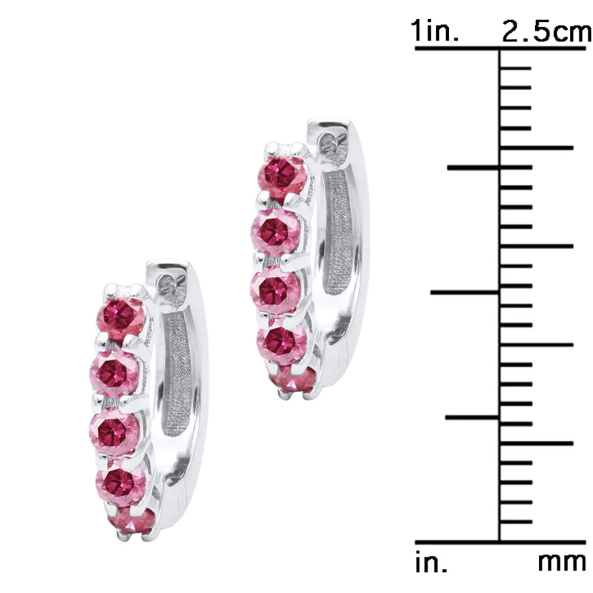 Pink Diamond Huggie Earrings Hoops 1 Carat 14K White Gold 6 Pink Diamond Huggie Earrings Hoops 1 Carat 14K White Gold - Image 6