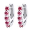 Pink Diamond Huggie Earrings Hoops 1 Carat 14K White Gold