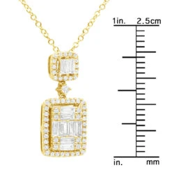 Unique 14K Yellow Gold 1 Carat Round And Baguette Diamond Pendant Necklace For Women 15 Unique 14K Yellow Gold 1 Carat Round And Baguette Diamond Pendant Necklace For Women -The King Of Accessories unique 1 carat round baguette diamond pendant necklace for women 14k gold 803211 rulerye