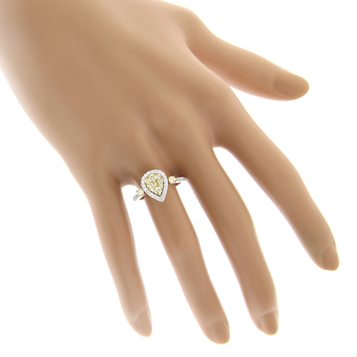 Unique 14K White Gold One Carat Yellow White Diamond Ring For Women By Luxurman 5 Unique 14K White Gold One Carat Yellow White Diamond Ring For Women By Luxurman - Image 5