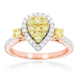 Unique 14K White Gold One Carat Yellow White Diamond Ring For Women By Luxurman 8 Unique 14K White Gold One Carat Yellow White Diamond Ring For Women By Luxurman -The King Of Accessories unique 14k gold one carat yellow white diamond ring for women by luxurman ro