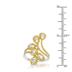 Unique 14K White Gold White Yellow Diamond Floral Ring For Women By Luxurman 1ct 11 Unique 14K White Gold White Yellow Diamond Floral Ring For Women By Luxurman 1ct -The King Of Accessories unique 14k gold white yellow diamond floral ring for women by luxurman 1ct rulerwh