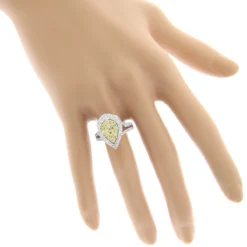 Unique 14K White Gold White Yellow Diamond Pear Shape Cluster Ring For Women 1.5c -The King Of Accessories unique 14k gold white yellow diamond pear shape cluster ring for women 15c bodwh
