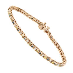 Unique 14K White Gold Yellow White Blue Diamond Tennis Bracelet For Women 1.5ct -The King Of Accessories unique 14k gold yellow white blue diamond tennis bracelet for women 15ct ro