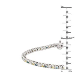 Unique 14K White Gold Yellow White Blue Diamond Tennis Bracelet For Women 1.5ct -The King Of Accessories unique 14k gold yellow white blue diamond tennis bracelet for women 15ct rulerwh