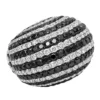 Unique 18K White Gold White & Black Diamond Cocktail Ring For Women Dome 19 Carats