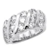 Unique 3 Carat Women's Diamond Wedding Band 18K White Gold Anniversary Ring