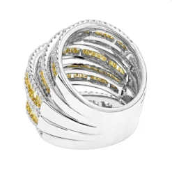 Unique 7ct Ladies White Yellow Diamond Cocktail Ring 14K White Gold By Luxurman -The King Of Accessories unique 7ct ladies white yellow diamond cocktail ring 14k gold by luxurman backwh
