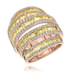 Unique 7ct Ladies White Yellow Diamond Cocktail Ring 14K White Gold By Luxurman -The King Of Accessories unique 7ct ladies white yellow diamond cocktail ring 14k gold by luxurman ro