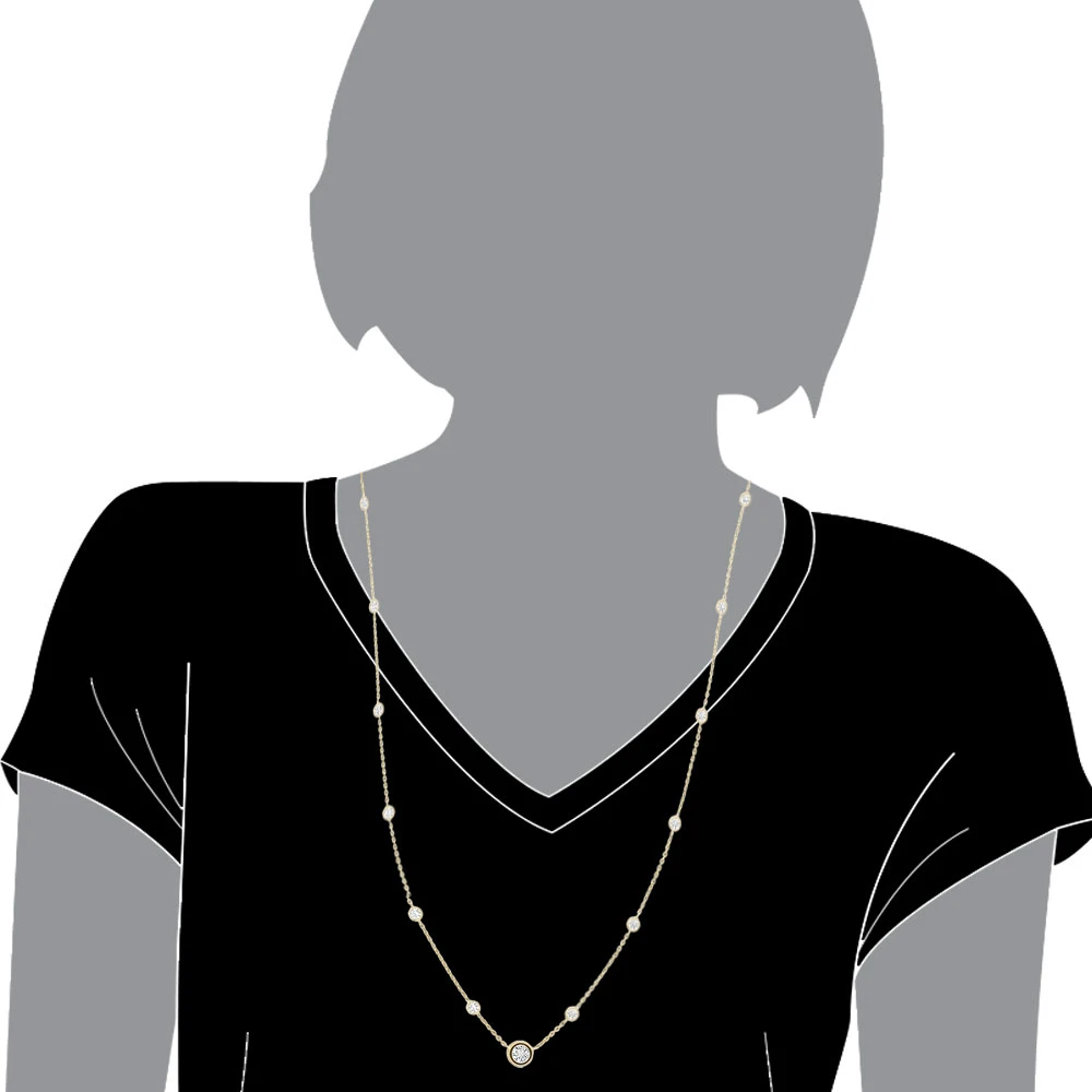 Unique Diamonds By The Yard Necklace 14K Yellow Gold 1.8 Carats Adjustable Length 7 Unique Diamonds By The Yard Necklace 14K Yellow Gold 1.8 Carats Adjustable Length - Image 7