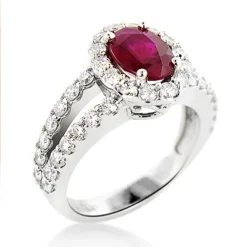 Unique Halo Diamond And Ruby Engagement Ring In Platinum 1ctd 1.35ctr -The King Of Accessories unique halo diamond and ruby engagement ring in platinum 095ctd 135ctr 2