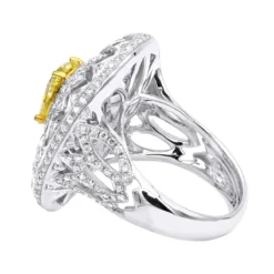 Unique 18K White Gold White & Pear Yellow Diamond Cocktail Ring For Women 11 Unique 18K White Gold White & Pear Yellow Diamond Cocktail Ring For Women -The King Of Accessories unique jewelry white pear yellow diamond cocktail ring for women 18k gold 804023 backwh
