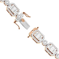 Unique Diamond Necklace For Women 10K Yellow Gold 17 Carats -The King Of Accessories unique ladies diamond necklace 14k gold 17 carats baguette round diamonds clasp rose