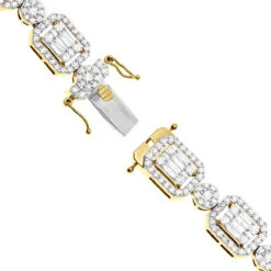 Unique Diamond Necklace For Women 10K Yellow Gold 17 Carats -The King Of Accessories unique ladies diamond necklace 14k gold 17 carats baguette round diamonds clasp yellow