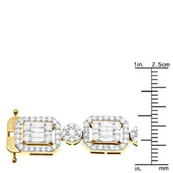 Unique Diamond Necklace For Women 10K Yellow Gold 17 Carats -The King Of Accessories unique ladies diamond necklace 14k gold 17 carats baguette round diamonds ruler yellow