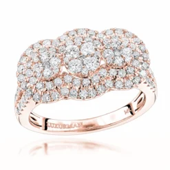 Unique Luxurman Double Halo Cluster Diamond Engagement Ring 1.6ct 14K White Gold -The King Of Accessories unique luxurman double halo cluster diamond engagement ring 16ct 14k gold ro