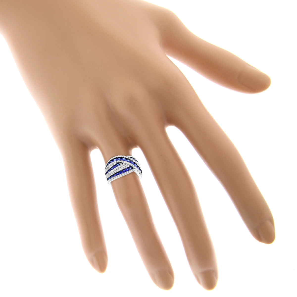 Unique Luxurman One Carat Diamond Blue Sapphire Cocktail Ring For Women 5 Unique Luxurman One Carat Diamond Blue Sapphire Cocktail Ring For Women - Image 5