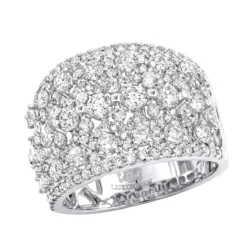 Unique Wide Diamond Ladies Ring Band 2.75ct 14K White Gold By Luxurman