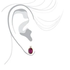 VS Diamond And Oval Ruby Stud Earrings For Women 18K Yellow Gold 3.74ct -The King Of Accessories vs diamond and oval ruby stud earrings for women in 18k gold 374ct 018402 body yellow