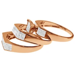 Princess Cut Diamond 14K Yellow Gold Trio Set 2.53ct -The King Of Accessories wedding ring sets princess cut diamond trio set 253ct 14k gold back rose
