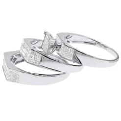 Princess Cut Diamond 14K Yellow Gold Trio Set 2.53ct -The King Of Accessories wedding ring sets princess cut diamond trio set 253ct 14k gold back white