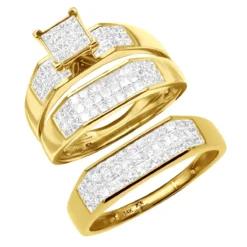 Princess Cut Diamond 14K Yellow Gold Trio Set 2.53ct