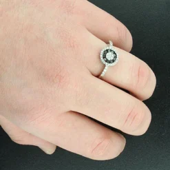 White Black Diamond Cluster Ring 0.57ct 14K White Gold -The King Of Accessories white black diamond cluster ring 057ct 14k p 43335bod