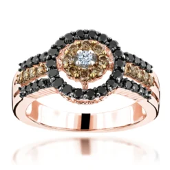 14K White Gold Women's White Brown Black Diamond Ring 0.94ct 7 14K White Gold Women's White Brown Black Diamond Ring 0.94ct -The King Of Accessories white brown black diamond ring 094ct 14k gold womens jewelry ro