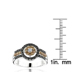 14K White Gold Women's White Brown Black Diamond Ring 0.94ct 9 14K White Gold Women's White Brown Black Diamond Ring 0.94ct -The King Of Accessories white brown black diamond ring 094ct 14k gold womens jewelry rulerwh