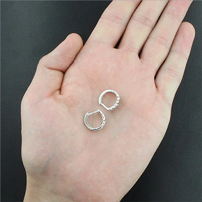 White And Champaign Diamond Hoop Huggie Earrings 0.47ct 14K White Gold 2 White And Champaign Diamond Hoop Huggie Earrings 0.47ct 14K White Gold - Image 2