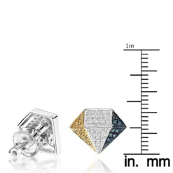 White Yellow Blue Diamond Earrings 0.30ct Silver -The King Of Accessories white yellow blue diamond earrings 040ct silver p 45187 ruler